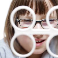 Girl doing vision therapy Girl doing vision therapy